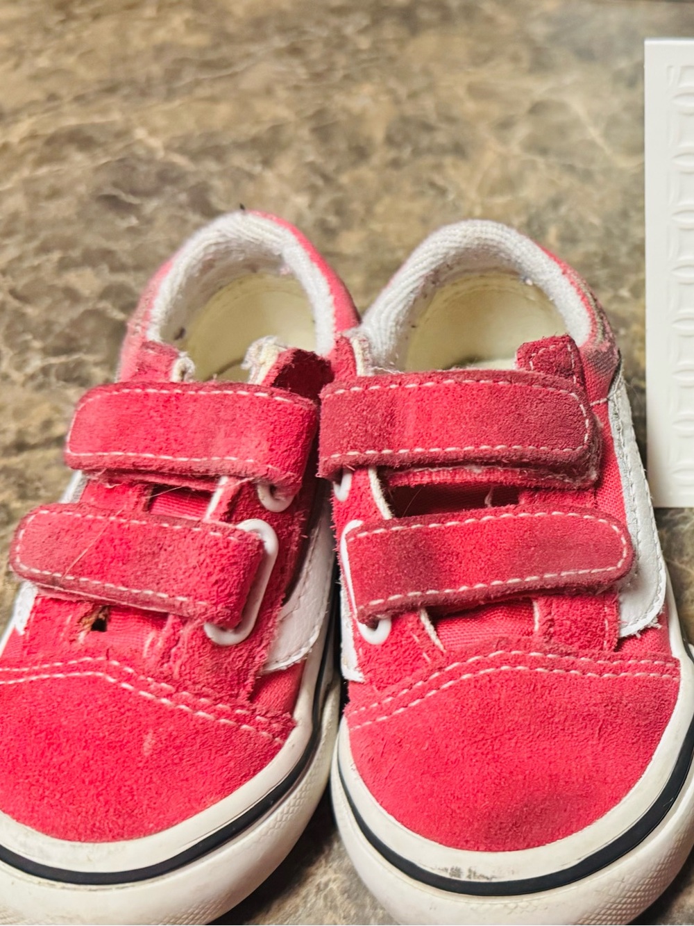 Toddler Vans Pink Suede Velcro Sneakers
